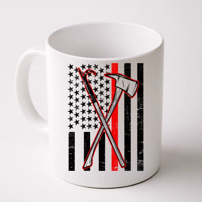 Firefighter US Flag Thin Red Line Front & Back Coffee Mug