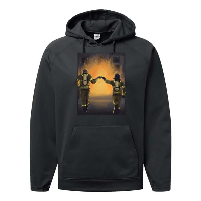 Firefighters Fist Bump Performance Fleece Hoodie