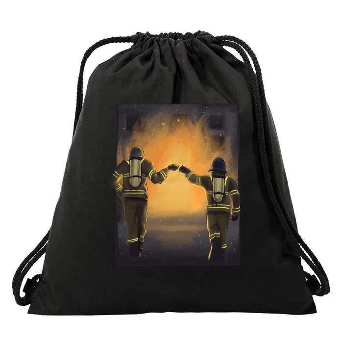 Firefighters Fist Bump Drawstring Bag