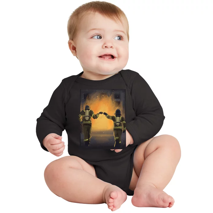 Firefighters Fist Bump Baby Long Sleeve Bodysuit