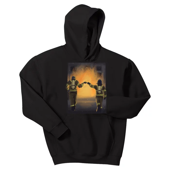 Firefighters Fist Bump Kids Hoodie