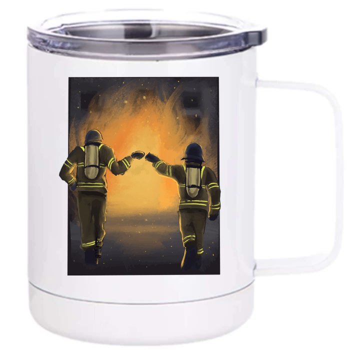 Firefighters Fist Bump Front & Back 12oz Stainless Steel Tumbler Cup