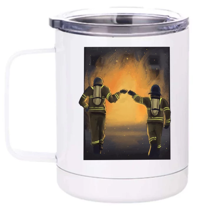 Firefighters Fist Bump Front & Back 12oz Stainless Steel Tumbler Cup