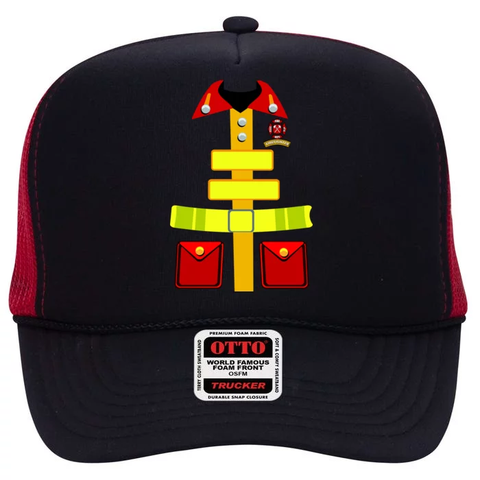 Fireman Costume Firefighter Halloween Uniform High Crown Mesh Trucker Hat