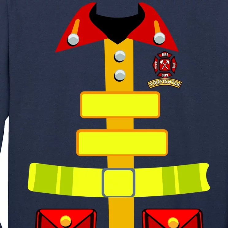 Fireman Costume Firefighter Halloween Uniform Tall Long Sleeve T-Shirt