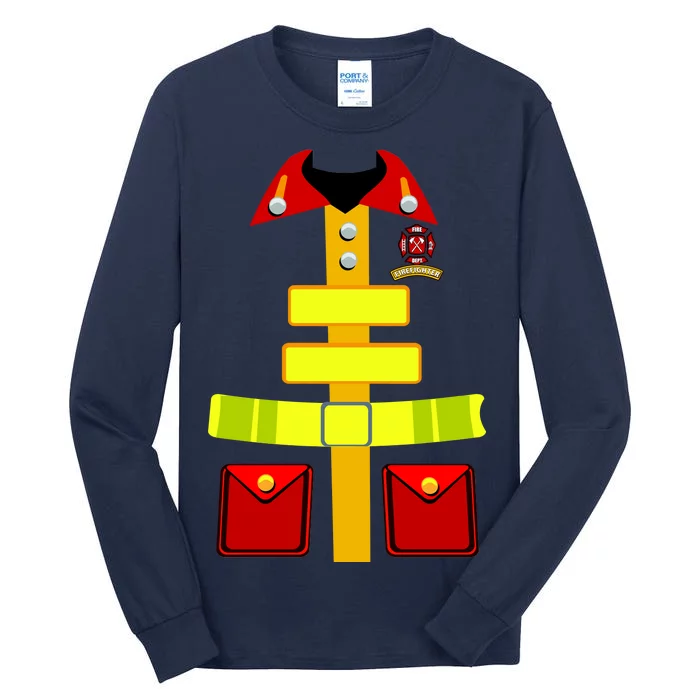 Fireman Costume Firefighter Halloween Uniform Tall Long Sleeve T-Shirt