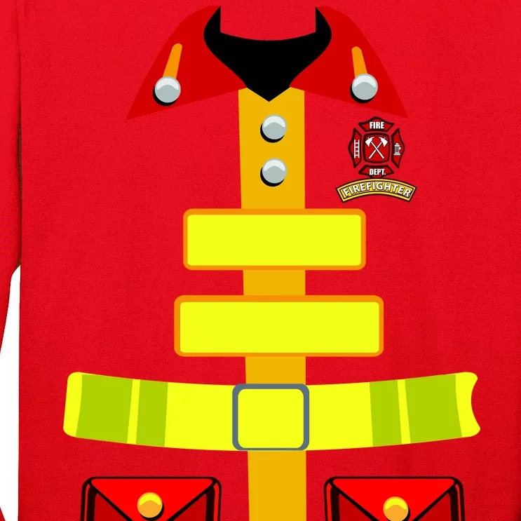 Fireman Costume Firefighter Halloween Uniform Long Sleeve Shirt