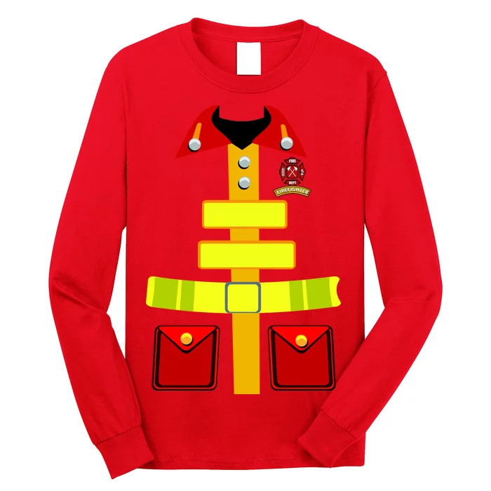 Fireman Costume Firefighter Halloween Uniform Long Sleeve Shirt