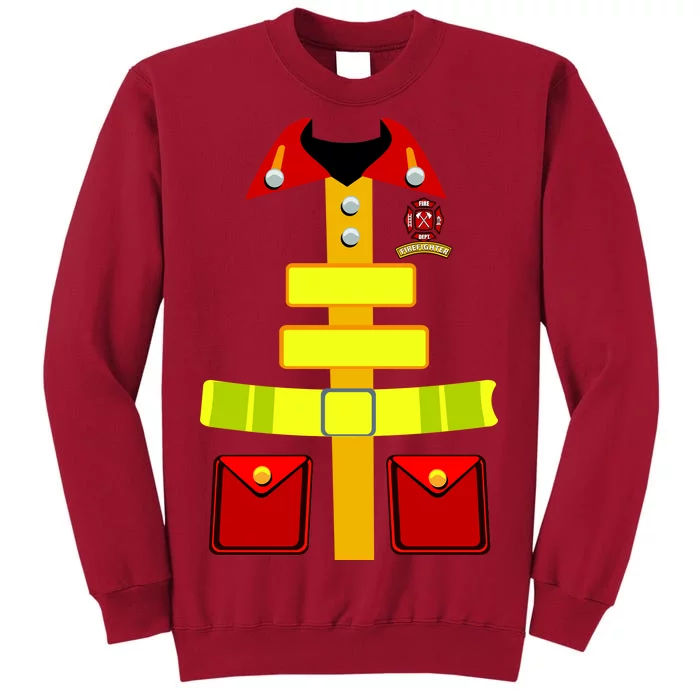 Fireman Costume Firefighter Halloween Uniform Tall Sweatshirt