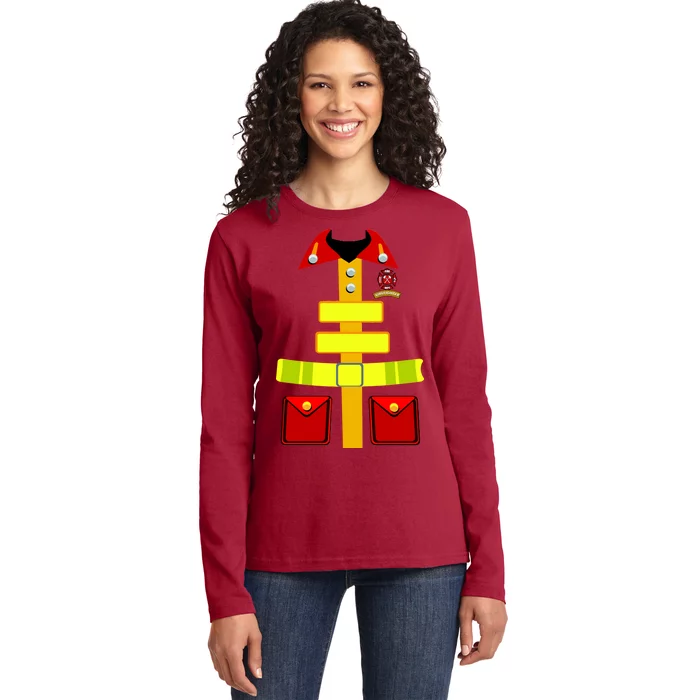 Fireman Costume Firefighter Halloween Uniform Ladies Long Sleeve Shirt