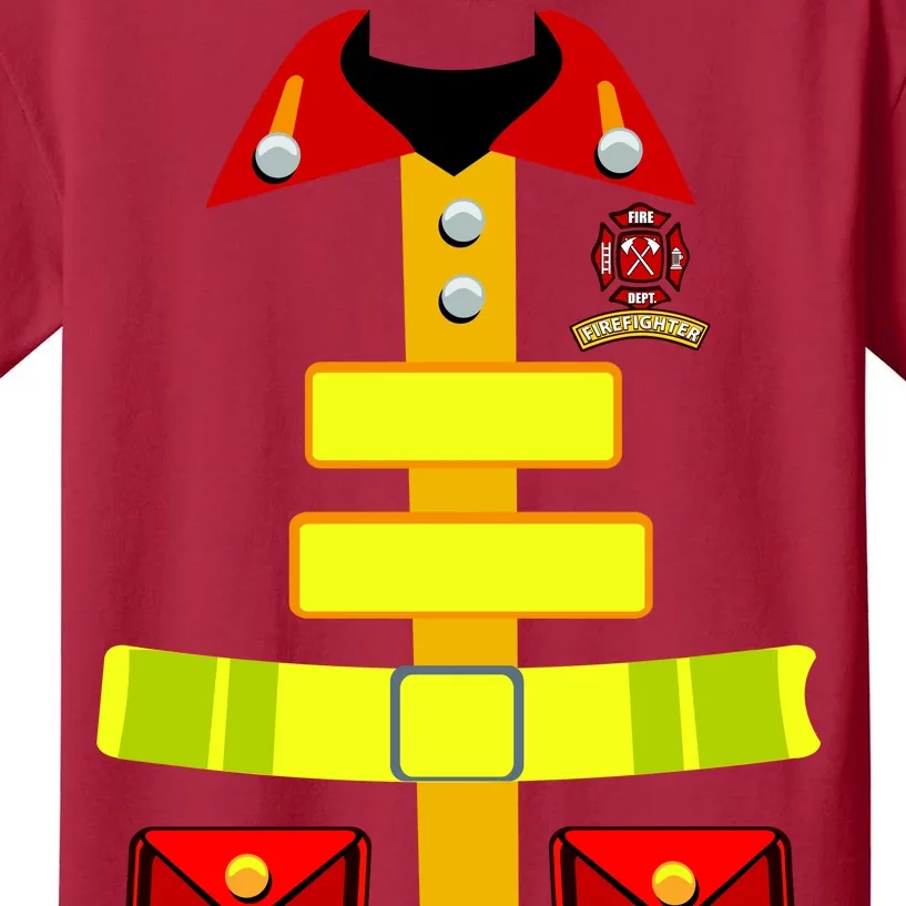 Fireman Costume Firefighter Halloween Uniform Kids T-Shirt