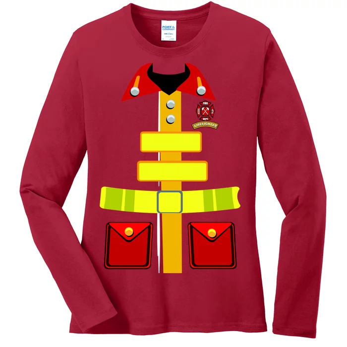 Fireman Costume Firefighter Uniform Ladies Long Sleeve Shirt