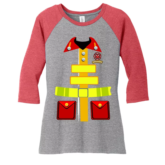 Fireman Costume Firefighter Uniform Women's Tri-Blend 3/4-Sleeve Raglan Shirt