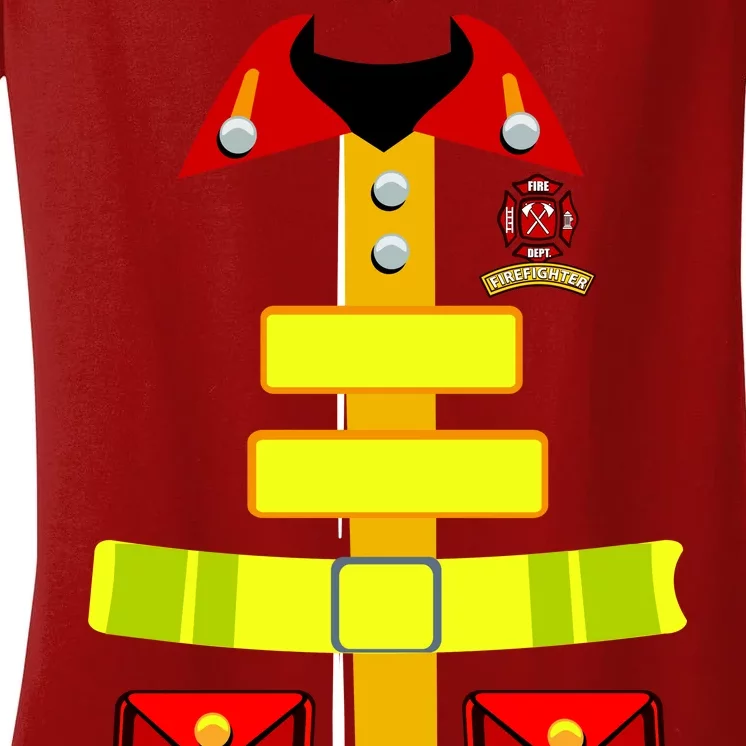 Fireman Costume Firefighter Uniform Women's V-Neck T-Shirt