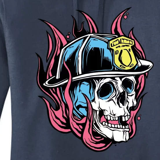 Fireman Skull Flame Women's Pullover Hoodie