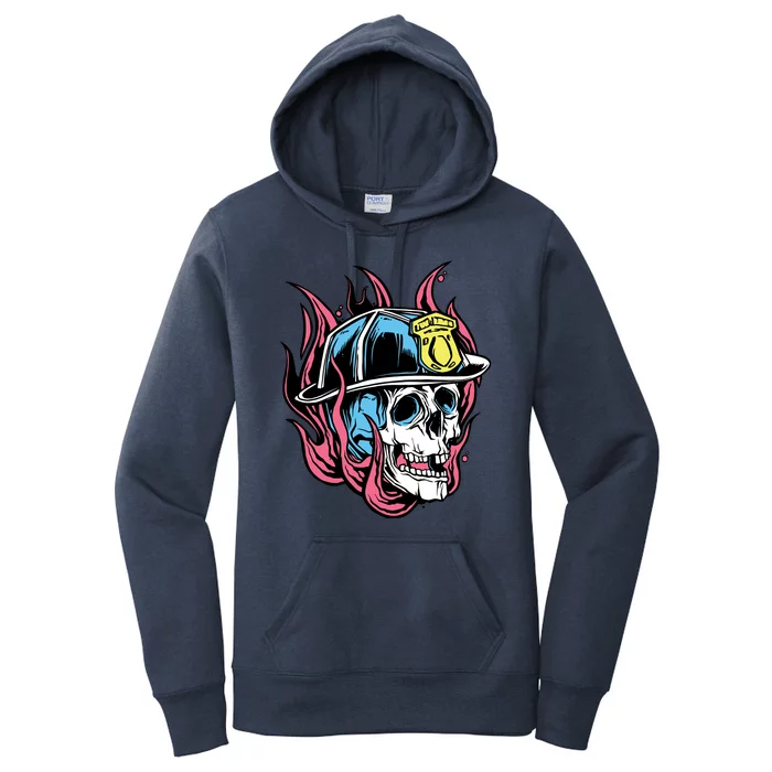 Fireman Skull Flame Women's Pullover Hoodie