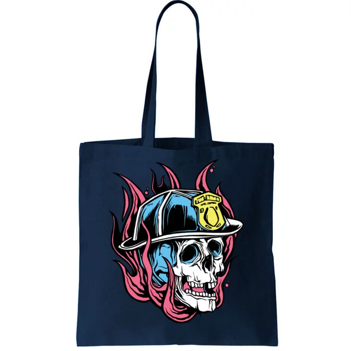 Fireman Skull Flame Tote Bag