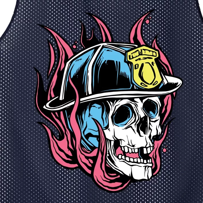 Fireman Skull Flame Mesh Reversible Basketball Jersey Tank