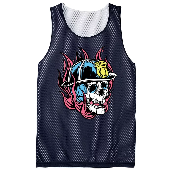 Fireman Skull Flame Mesh Reversible Basketball Jersey Tank