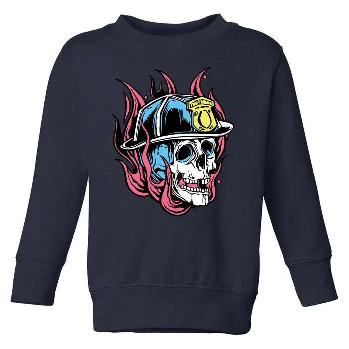 Fireman Skull Flame Toddler Sweatshirt