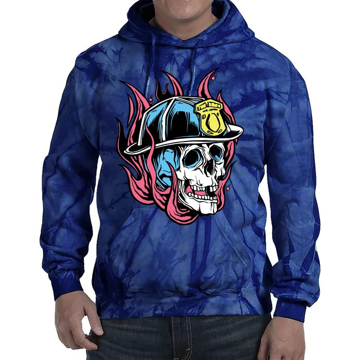 Fireman Skull Flame Tie Dye Hoodie