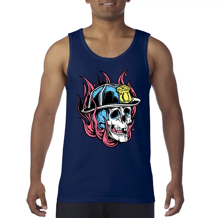 Fireman Skull Flame Tank Top