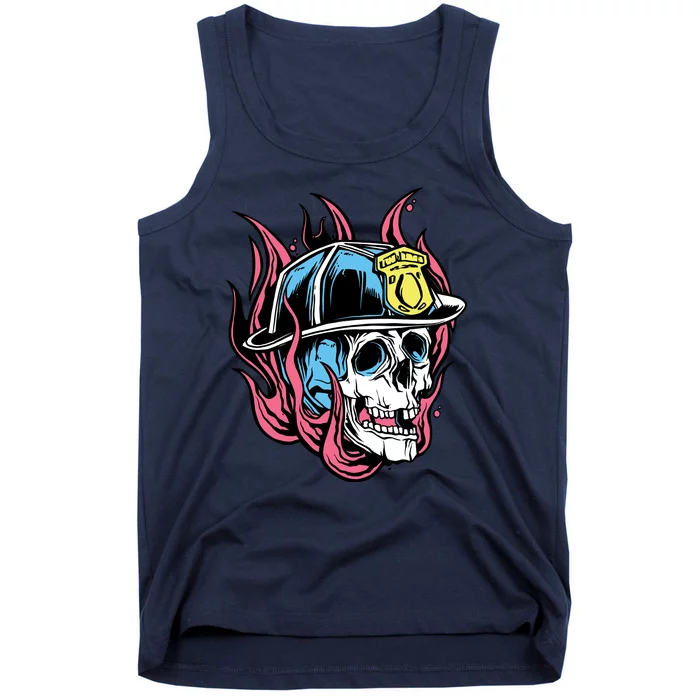 Fireman Skull Flame Tank Top