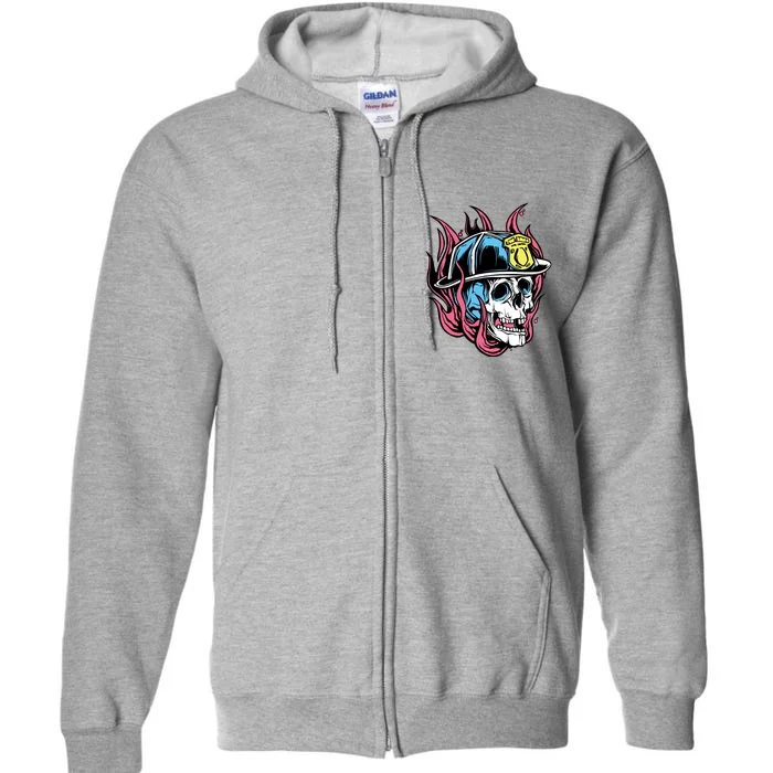 Fireman Skull Flame Full Zip Hoodie