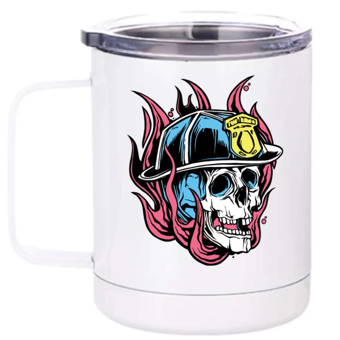 Fireman Skull Flame Front & Back 12oz Stainless Steel Tumbler Cup