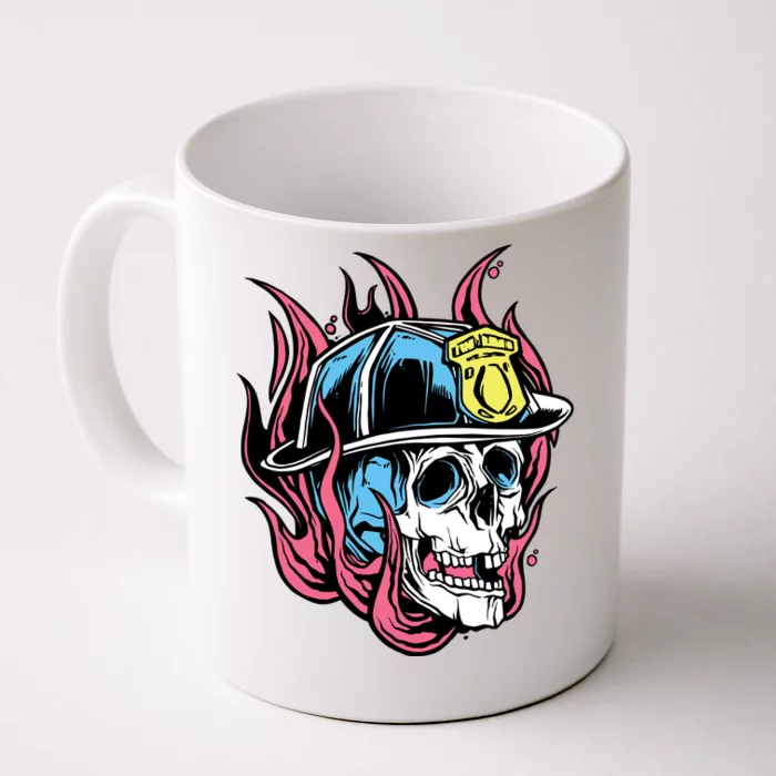 Fireman Skull Flame Front & Back Coffee Mug