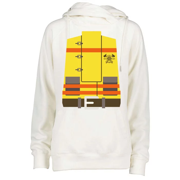 Fireman Uniform Costume Womens Funnel Neck Pullover Hood