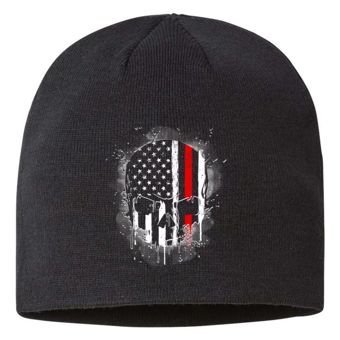 Firemen Red Line Flag Skull 8 1/2in Sustainable Knit Beanie