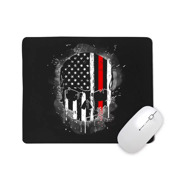 Firemen Red Line Flag Skull Mousepad