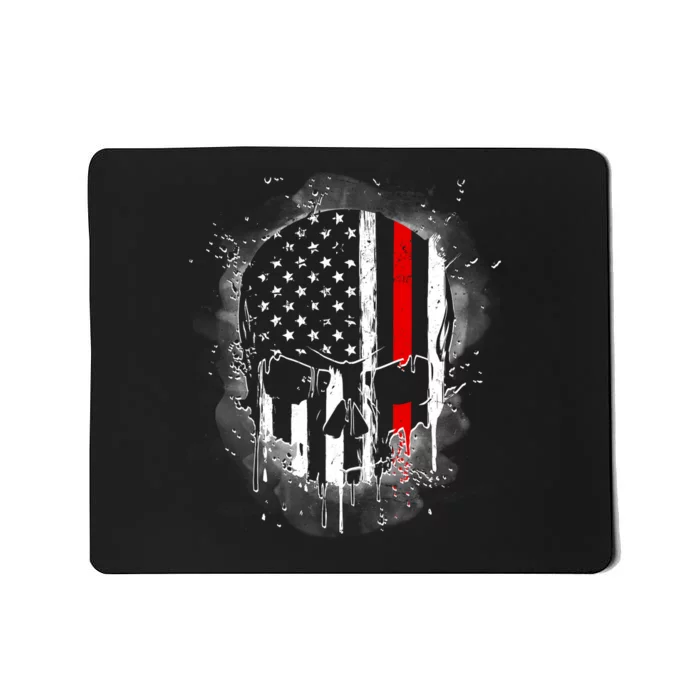 Firemen Red Line Flag Skull Mousepad