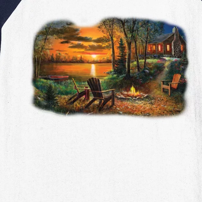 Fireside Scene Baseball Sleeve Shirt