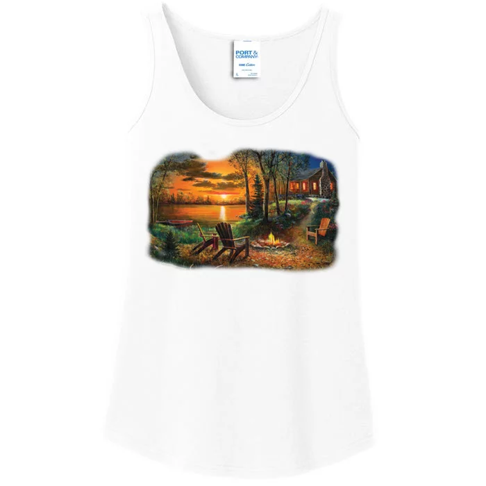 Fireside Scene Ladies Essential Tank