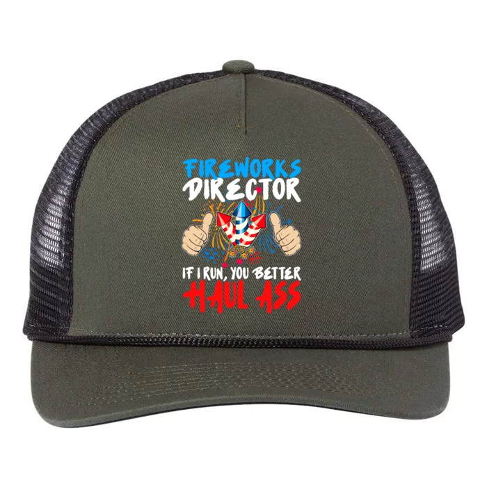 Fireworks Director If I Run You Better Haul Ass Retro Rope Trucker Hat Cap