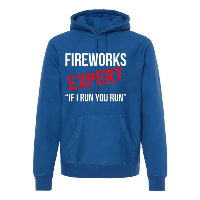 Fireworks Expert If I Run You Run Funny 4th of July Premium Hoodie