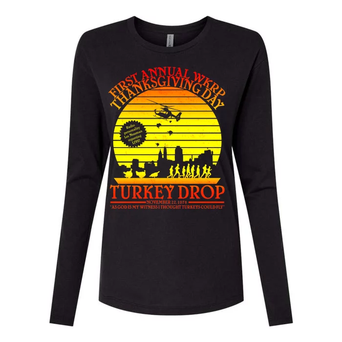 First Annual WKRP Thanksgiving Day Turkey Drop Retro Womens Cotton Relaxed Long Sleeve T-Shirt