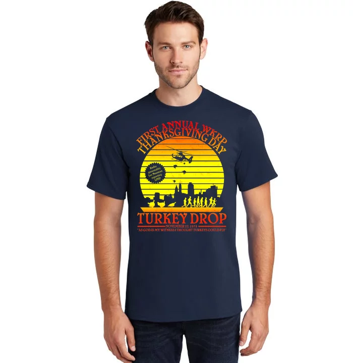 First Annual WKRP Thanksgiving Day Turkey Drop Retro Tall T-Shirt