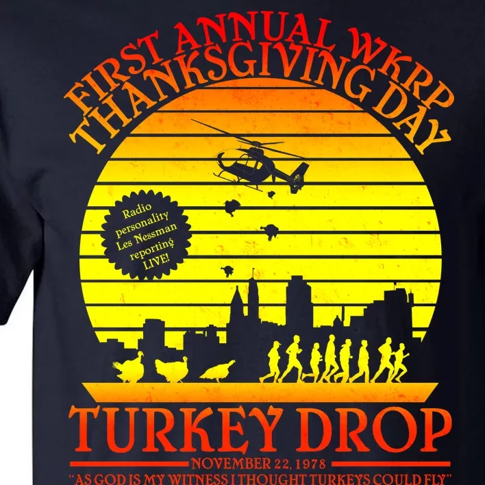 First Annual WKRP Thanksgiving Day Turkey Drop Retro Tall T-Shirt