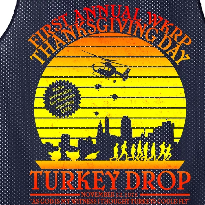 First Annual WKRP Thanksgiving Day Turkey Drop Retro Mesh Reversible Basketball Jersey Tank