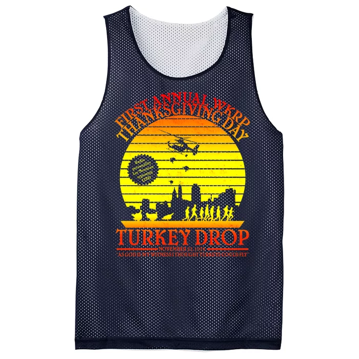 First Annual WKRP Thanksgiving Day Turkey Drop Retro Mesh Reversible Basketball Jersey Tank