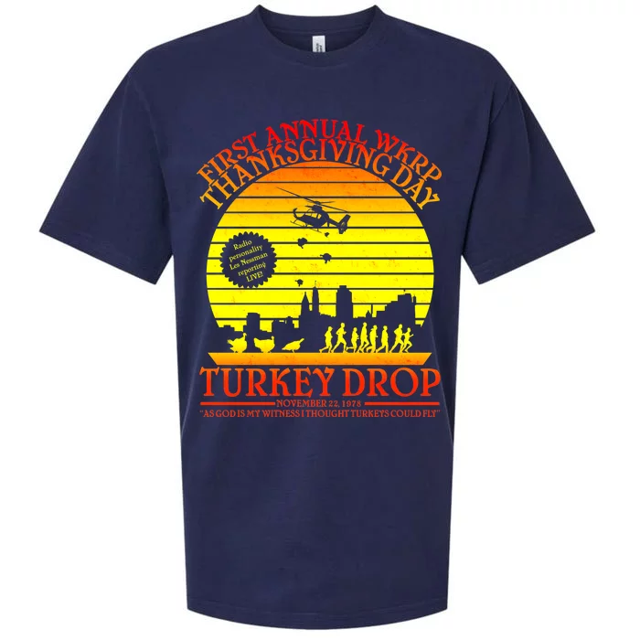 First Annual WKRP Thanksgiving Day Turkey Drop Retro Sueded Cloud Jersey T-Shirt