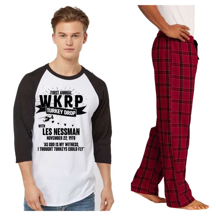 First Annual WKRP Turkey Drop With Les Nessman Raglan Sleeve Pajama Set