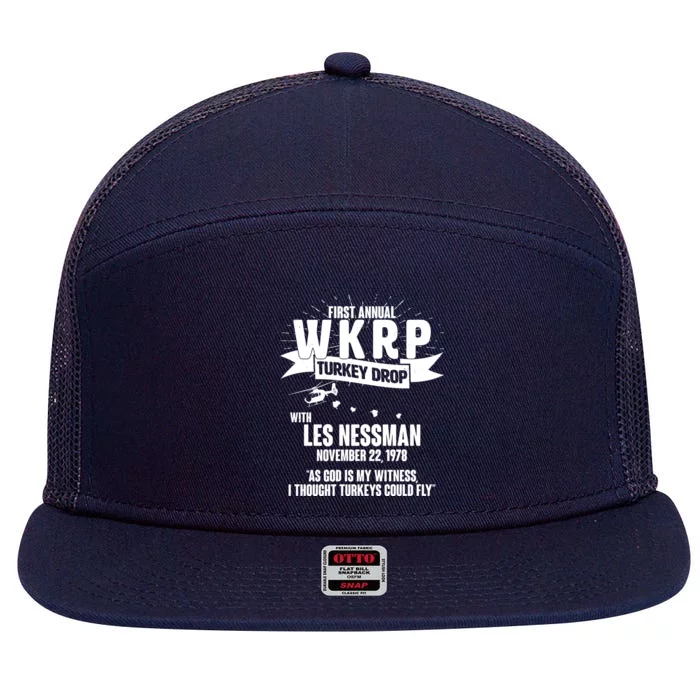 First Annual WKRP Turkey Drop With Les Nessman 7 Panel Mesh Trucker Snapback Hat