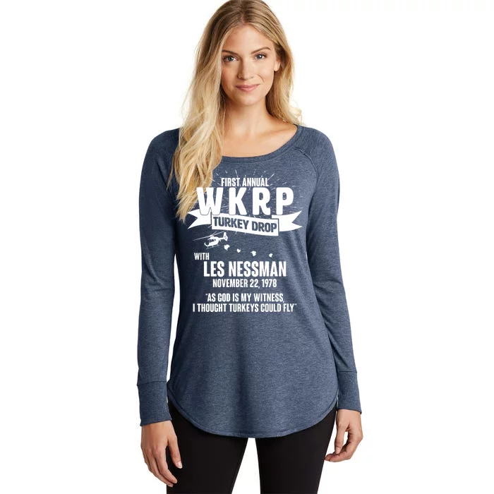 First Annual WKRP Turkey Drop With Les Nessman Women's Perfect Tri Tunic Long Sleeve Shirt