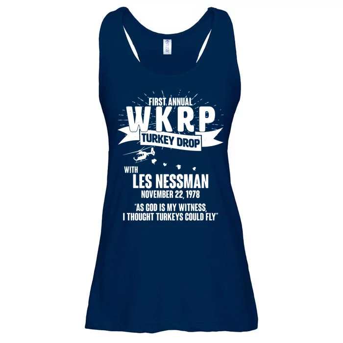 First Annual WKRP Turkey Drop With Les Nessman Ladies Essential Flowy Tank