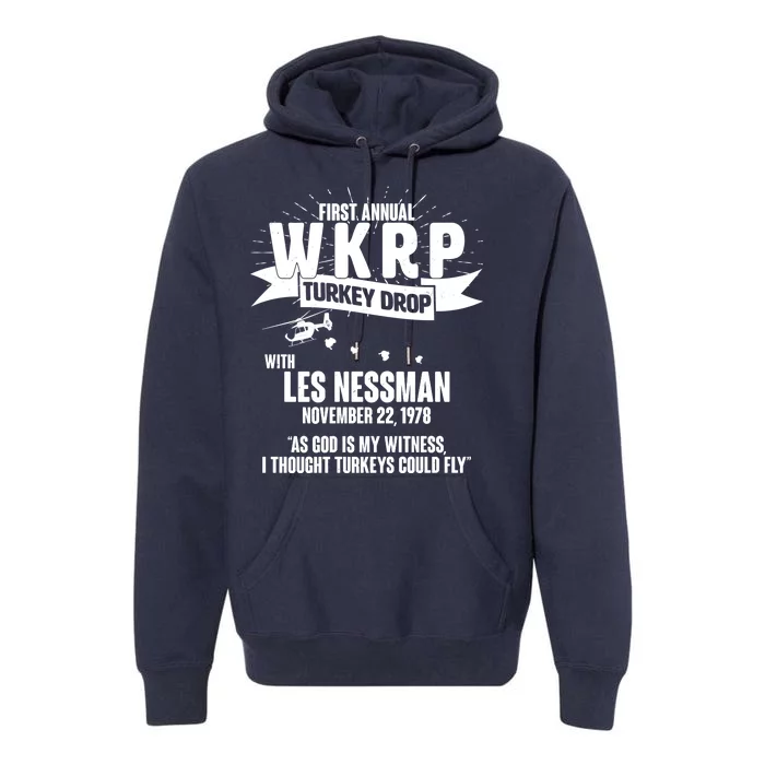 First Annual WKRP Turkey Drop With Les Nessman Premium Hoodie