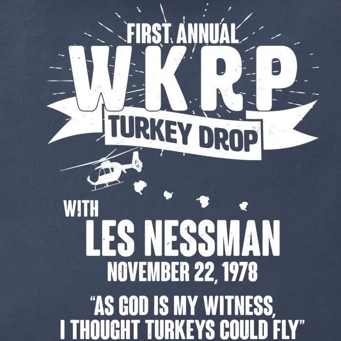 First Annual WKRP Turkey Drop With Les Nessman Zip Tote Bag